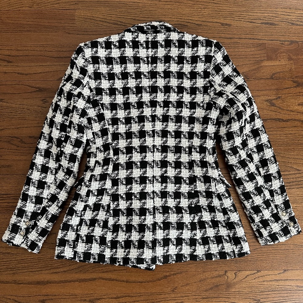 Zara Houndstooth Double Breasted Blazer with Detailed Buttons Size Small - Picture 8 of 10